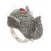 Ring Carnelian Silver 925 Sterling Marcasite Stone Elephant Handcrafted A470